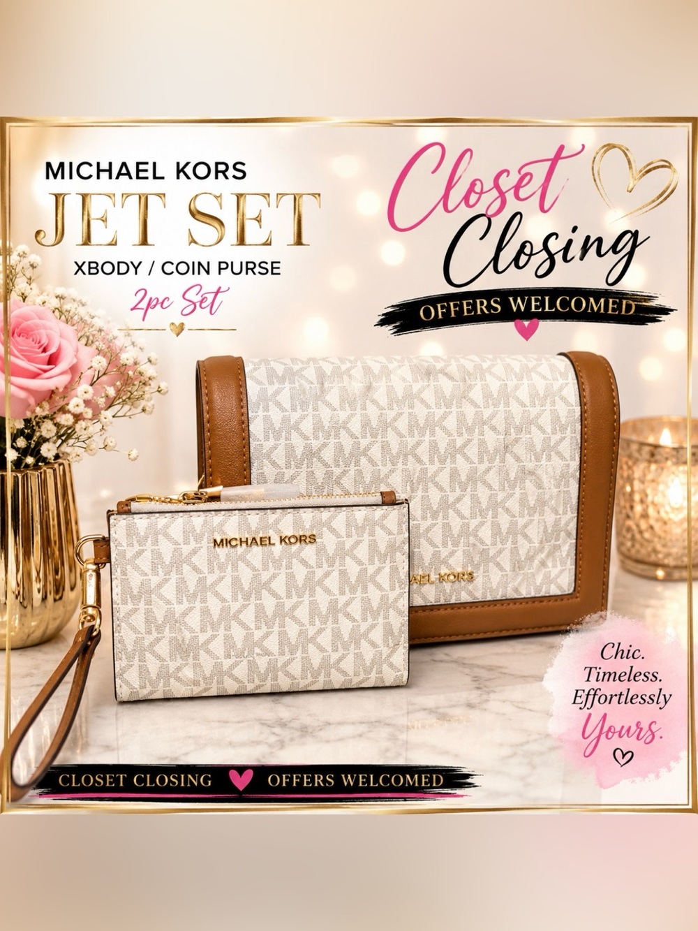 Michael Kors JET SET Xbody/JET SET Coin Purse 2pc Set